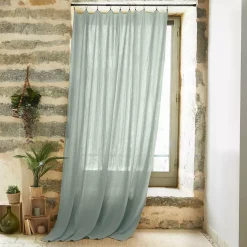 Clearance Tenda garza di cotone regolabile (140 x max 300 cm) Gaïa Verde eucalypto Tende