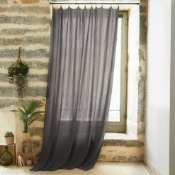 Tenda garza di cotone regolabile (140 x max 300 cm) Gaïa Grigio granito Tende