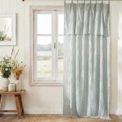 Online Tenda in doppio voile di cotone regolabile Gaïa vichy Verde eucalipto Tende