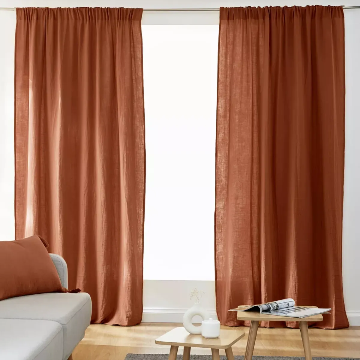 Tenda in garza di cotone a passanti nascosti (140 x 240 cm) Gaïa Tende