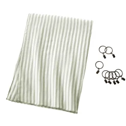 Tenda in garza di cotone regolabile (140 x max 180 cm) Gaïa a righe Verde eucalipto Tende