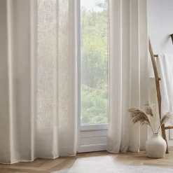 Sale Tenda trasparente con nastri arricciati effetto lino (140 x 240 cm) Robin Tende Trasparenti