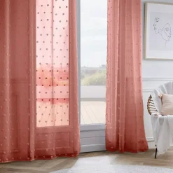 Sale Tenda trasparente con occhielli e pon pon Emie Tende Trasparenti