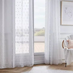 Best Tenda trasparente con occhielli e pon pon (140 x 240 cm) Emie Tende Trasparenti