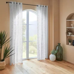 Clearance Tenda trasparente occhielli (140 x 240 cm) Flore Bianca Tende Trasparenti