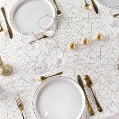 Tovaglia di Natale rettangolare anti macchia (140 x 240 cm) Mikado Bianco e dorato
