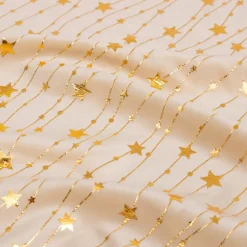 Tovaglia natalizia rettangolare (140 x 240 cm) Pioggia di stelle Avorio e oro