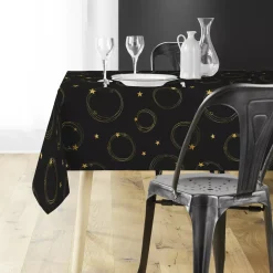 Tovaglia natalizia rettangolare (150 x 300 cm) Star Nero e oro