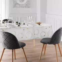 Tovaglia natalizia rettangolare anti macchia (150 x 240 cm) Star Bianco e dorato