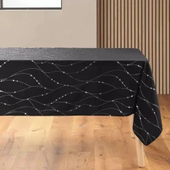 Tovaglia natalizia rettangolare (140 x 240 cm) Astrelia Nero e argento