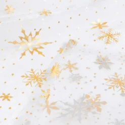 Tovaglia natalizia rettangolare (140 x 240 cm) Fiocco di Neve Bianco e oro