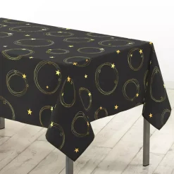 Tovaglia natalizia rettangolare (150 x 240 cm) Star Nero e Oro