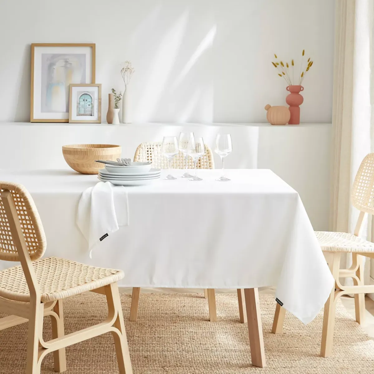 Sale Tovaglia rettangolare antimacchia (140 x 350 cm) Elise Bianca Tovaglie