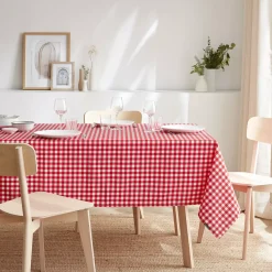 Best Tovaglia rettangolare antimacchia (140 x 250 cm) Elise Vichy Rossa Tovaglie