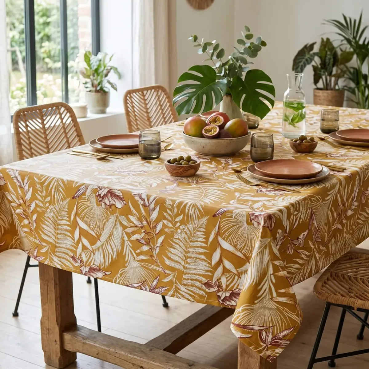 Sale Tovaglia rettangolare cotone antimacchia (150 x 350 cm) Granada Tovaglie
