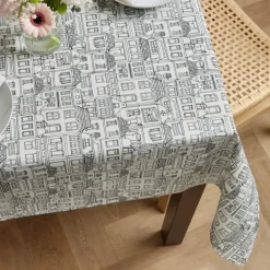 Sale Tovaglia rettangolare cotone antimacchia (150 x 250 cm) Home Grigia Tovaglie