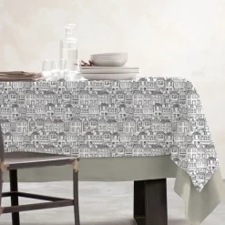 Sale Tovaglia rettangolare cotone antimacchia (150 x 250 cm) Home Grigia Tovaglie