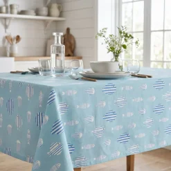 Outlet Tovaglia rettangolare cotone antimacchia (150 x 350 cm) Fish Tovaglie