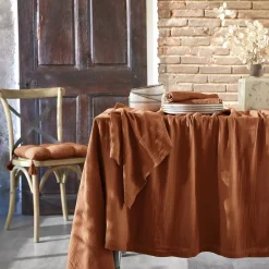 Tovaglia rettangolare garza di cotone (L350 cm) Gaïa Terracotta