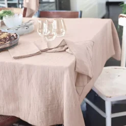 Tovaglia rettangolare garza di cotone (L250 cm) Gaïa Rosa cipria