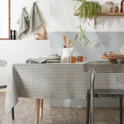 Hot Tovaglia rettangolare in doppia garza di cotone (150 x 350 cm) Gaïa vichy Verde rosmarino Tovaglie