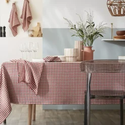 New Tovaglia rettangolare in doppia garza di cotone (150 x 250 cm) Gaïa vichy Terracotta Tovaglie