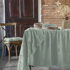 Tovaglia rettangolare in garza di cotone (150 x 350 cm) Gaïa Verde eucalipto Tovaglie