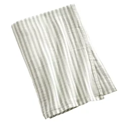 Clearance Tovaglia rettangolare in garza di cotone (150 x 250 cm) Gaïa a righe Verde eucalipto Tovaglie