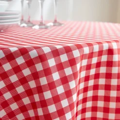 Discount Tovaglia rotonda antimacchia (180 cm) Elise Vichy Rosso Tovaglie