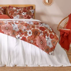 Outlet Trapunta in garza di cotone Gaïa azalea Terracotta Copriletti, Trapuntine E Runner Letto