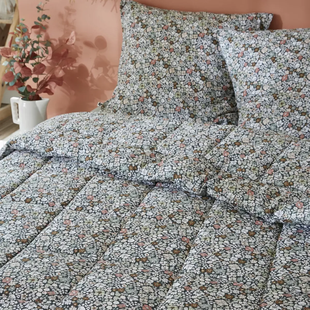 Discount Trapunta stampata temperata (140 x 200 cm) e una federa in cotone Malia Piumini, Cuscini Letto, Cuscini A Rullo