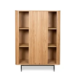 Vetrina alta a 3 livelli in rovere massiccio (98 x 135 cm) Rytm Naturale