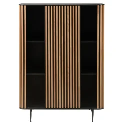 Vetrina alta a 3 livelli in rovere massiccio (98 x 135 cm) Rytm Nero