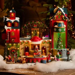 Villaggio di Natale luminoso, animato e musicale La fabbrica dei giocattoli