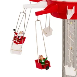Villaggio di Natale musicale e animato (H52 cm) Giostra sedie volanti